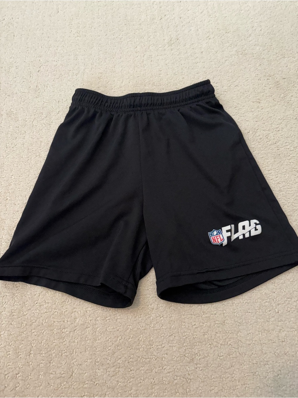 NFL Flag Boys Youth Kids Pocketless Black Athletic Shorts No Pockets Sportswear